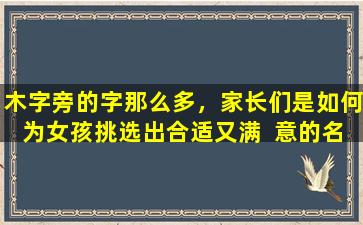 木字旁的字那么多，家长们是如何为女孩挑选出合适又满  意的名字的